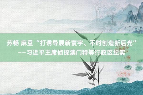 苏畅 麻豆 “打诱导展新寰宇、不时创造新后光”——习近平主席侦探澳门特等行政区纪实